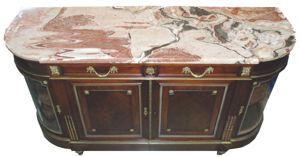 Mahogany Late 19th Century French Marble Top Sideboard