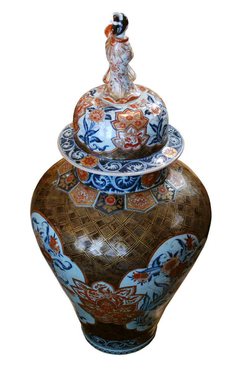 19th Century 19th c. Japanese Imari Temple Jar with Cover