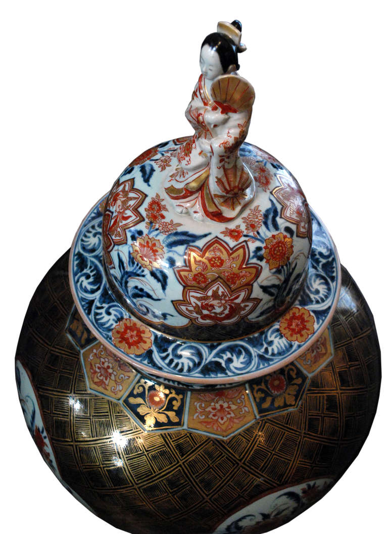 19th c. Japanese Imari Temple Jar with Cover