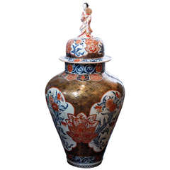 Antique 19th c. Japanese Imari Temple Jar with Cover