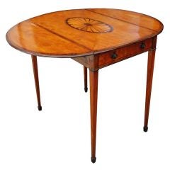 18th Century George III Mahogany Pembroke Table with Inlaid Fan 