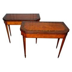 Pair of 18th c. George III Satinwood Card Tables