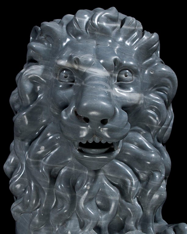 20th Century Italian Carved Marble Lions, circa 1900