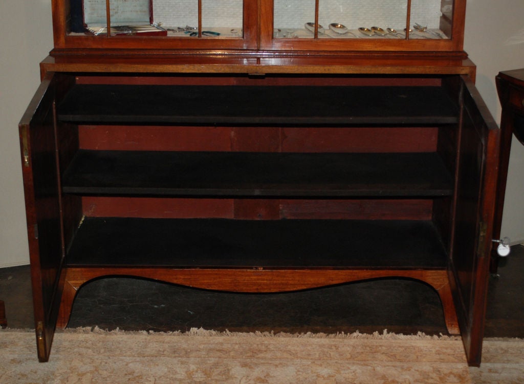 18th Century and Earlier 18th c. English Mahogany George III Display Cabinet with 2 Glass & 2 Solid Doors