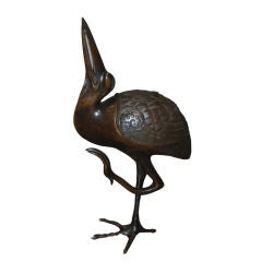 Japanese Bronze Crane, circa 1945 - 1952