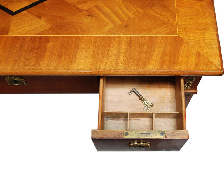 19th c. Danish Mahogany Inlaid Desk with Bronze Ormolu 2