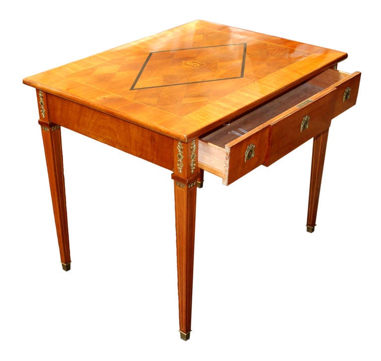 19th c. Danish Mahogany Inlaid Desk with Bronze Ormolu 4