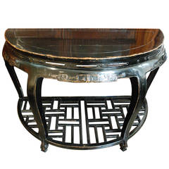 Chinese Black Lacquered Demilune Table