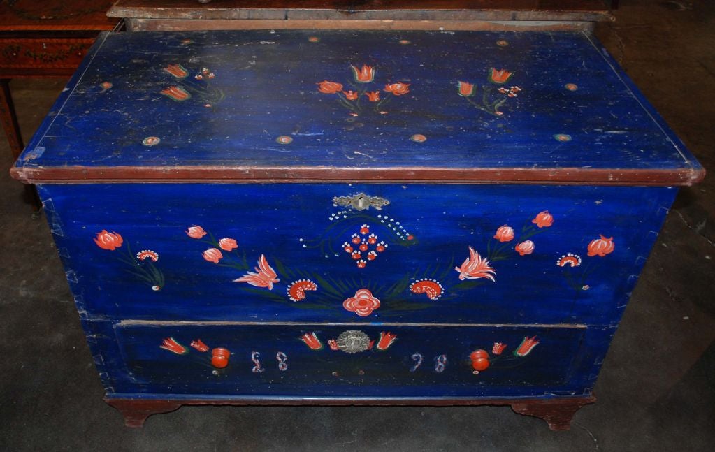 Czechoslovakian Painted Trunk, Dated 1898