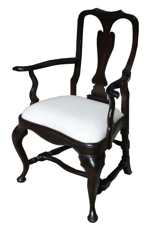 From the Susanne Hollis collection, a Baroque “Style” splat back armchair in an ebonized finish. Side chair also available.