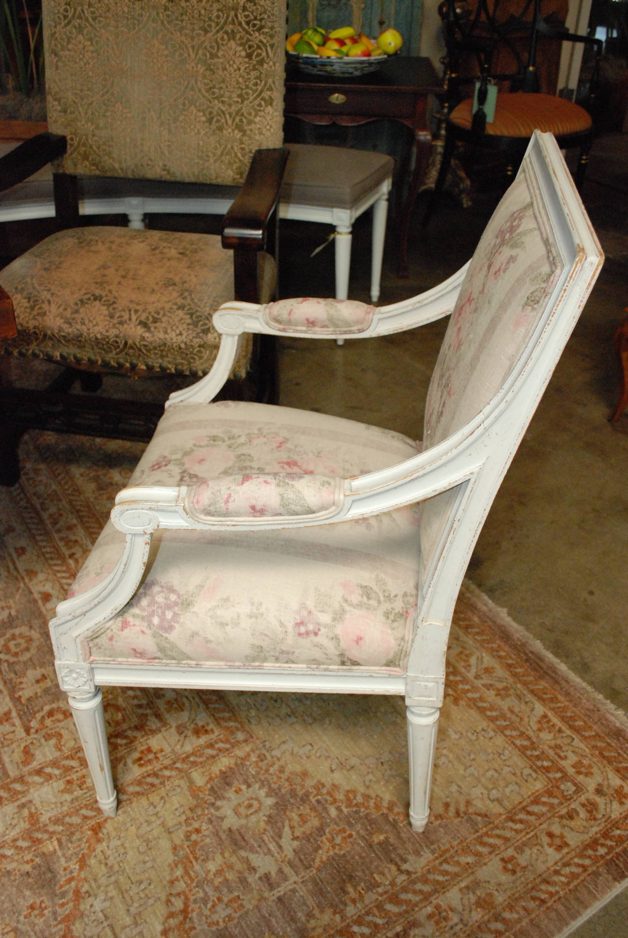 18th Century White Swedish Gustavian Arm Chair For At 1stdibs 18th Century White Swedish Gustavian Arm Chair In Good Condition For South Pasadena