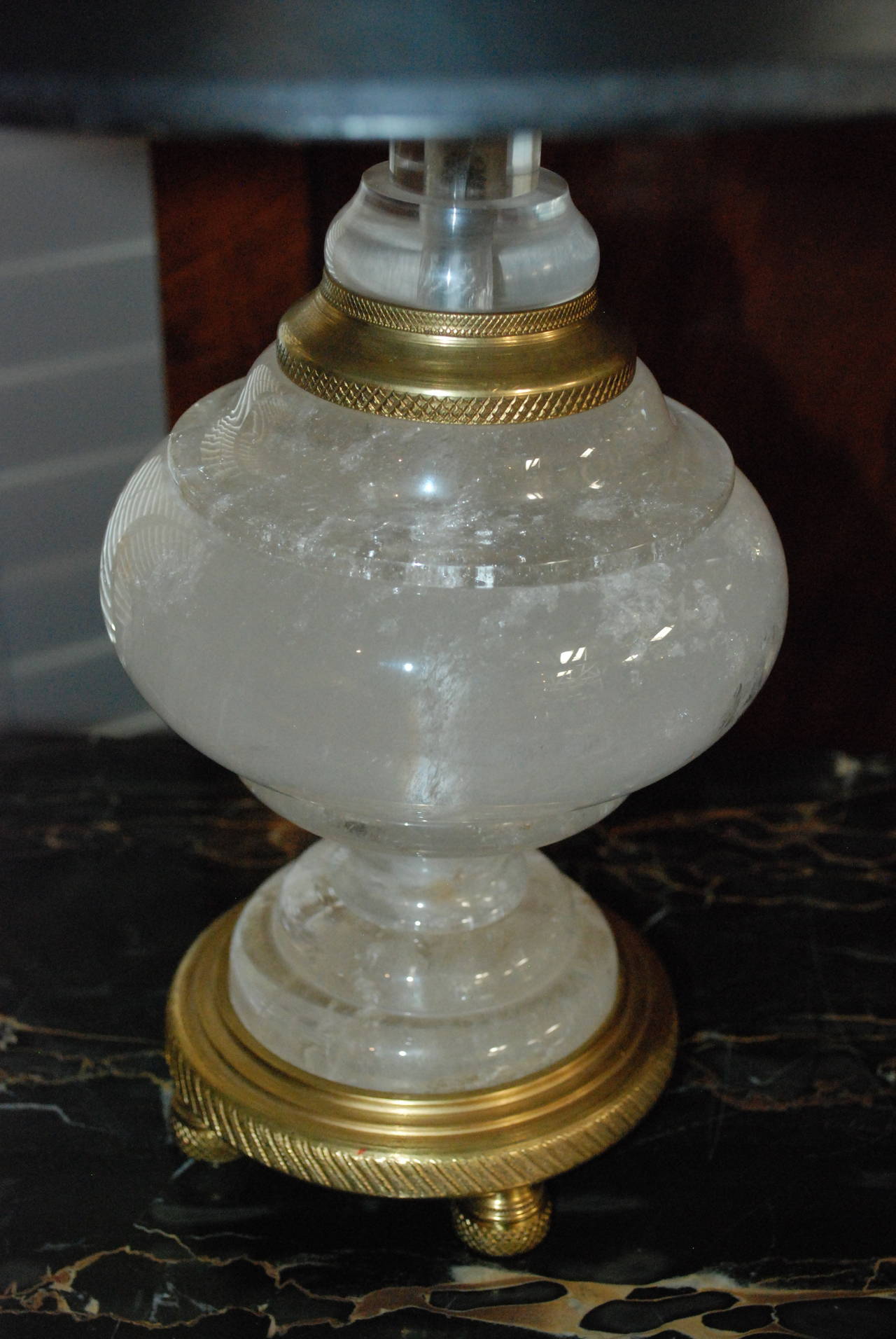 19th Century Pair of Rock Crystal Lamps