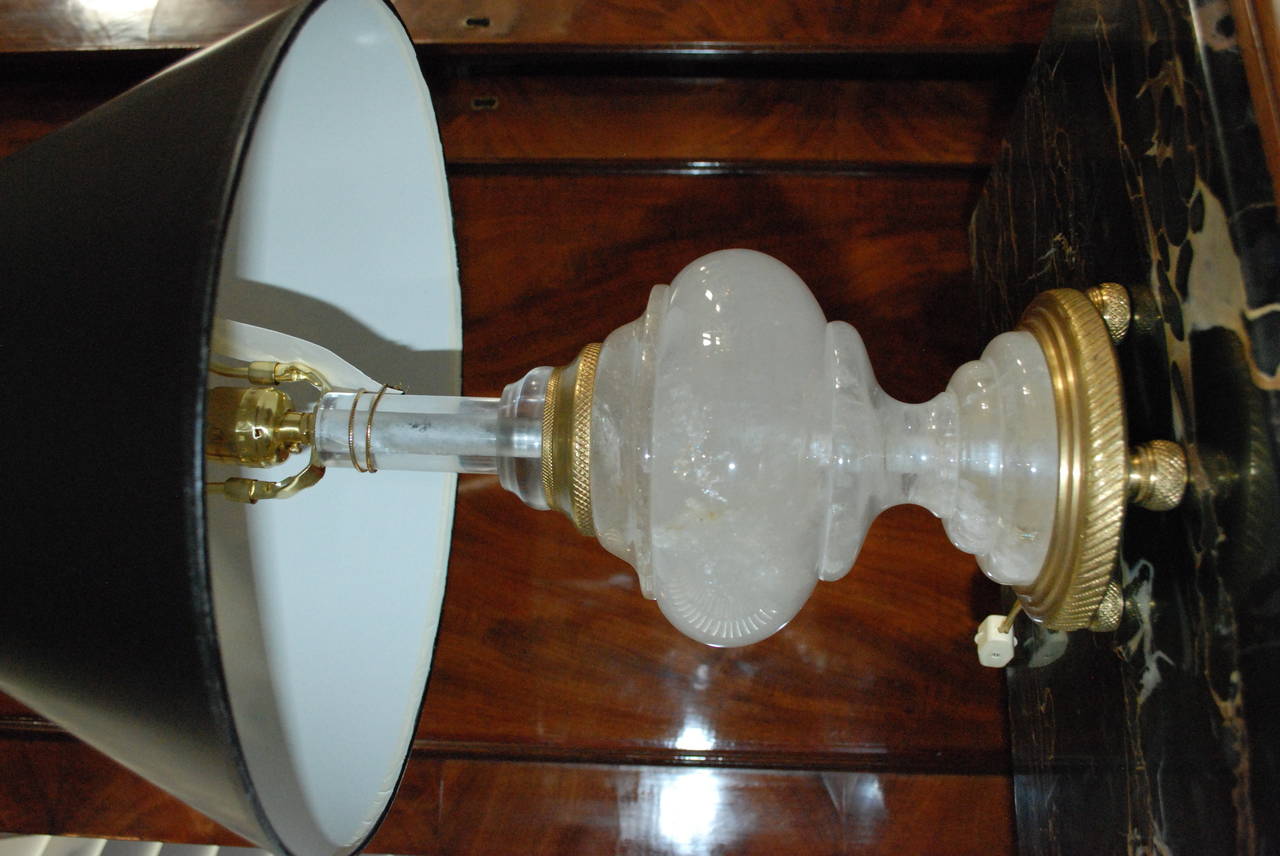 Pair of Rock Crystal Lamps on Gilded Base with Feet.  Lamp Shades not included

