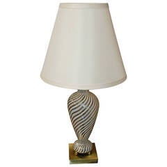 Murano Vintage Lamp with White and Gold Swirls