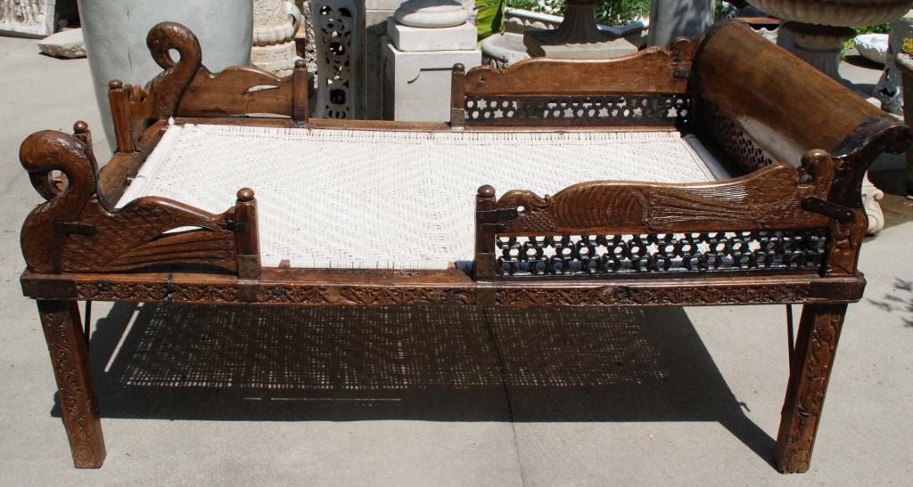 19th Century Indian Carved Bed In Excellent Condition In Pasadena, CA
