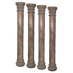 Antique Indian Carved Pillars, 19th Century