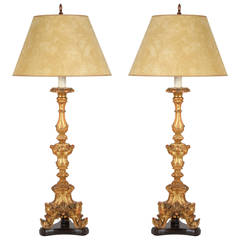 Pair of 18th Century Italian Candlestick Lamps