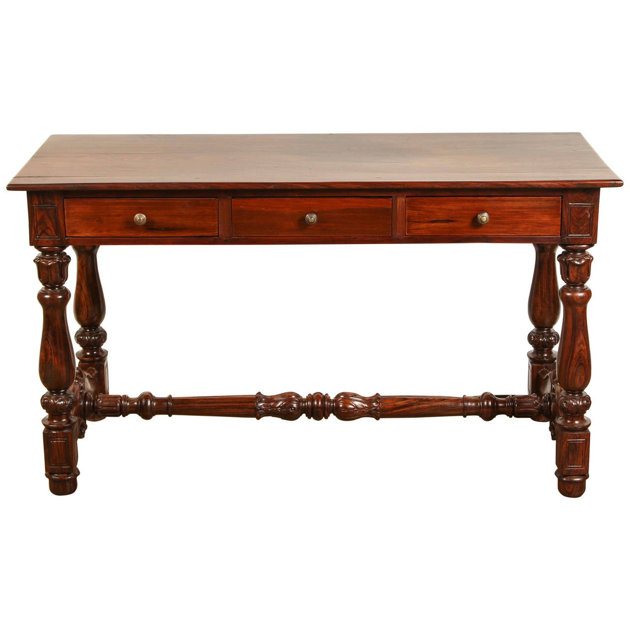 Early 20th Century French Colonial Rosewood Desk For Sale Early 20th Century French Colonial Rosewood Desk For Sale