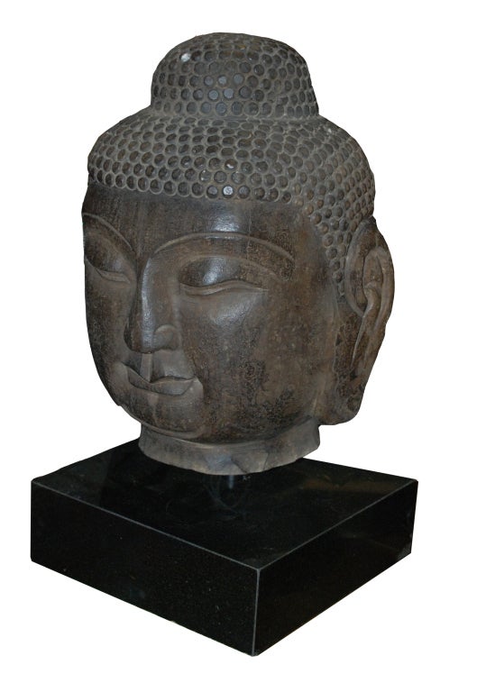 Chinese Stone Buddha Head, Late 20th century