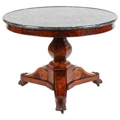 19th Century English Mahogony Marble-Top Center Table