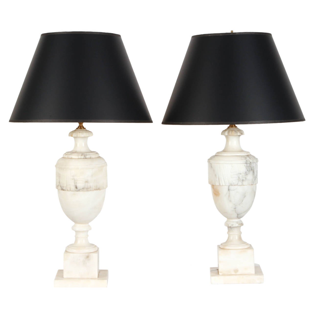 Pair of Alabaster Lamps at 1stdibs