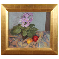 Apples and Flowers Still Life by William Gaw