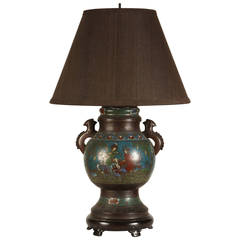19th Century Chinese Champleve Lamp