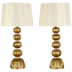Vintage Pair of Murano Glass Lamps