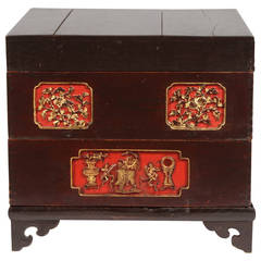 19th Century Chinese Stacking Cake Box with Carving