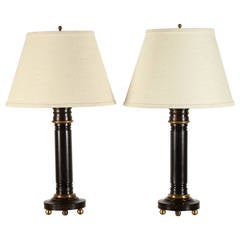 Pair of 20th Century Ebony Lamps