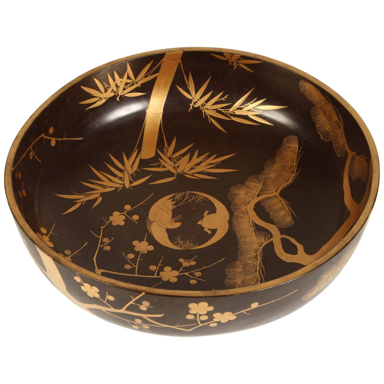 Japanese Lacquer Bowl Depicting the Four Seasons at 1stDibs