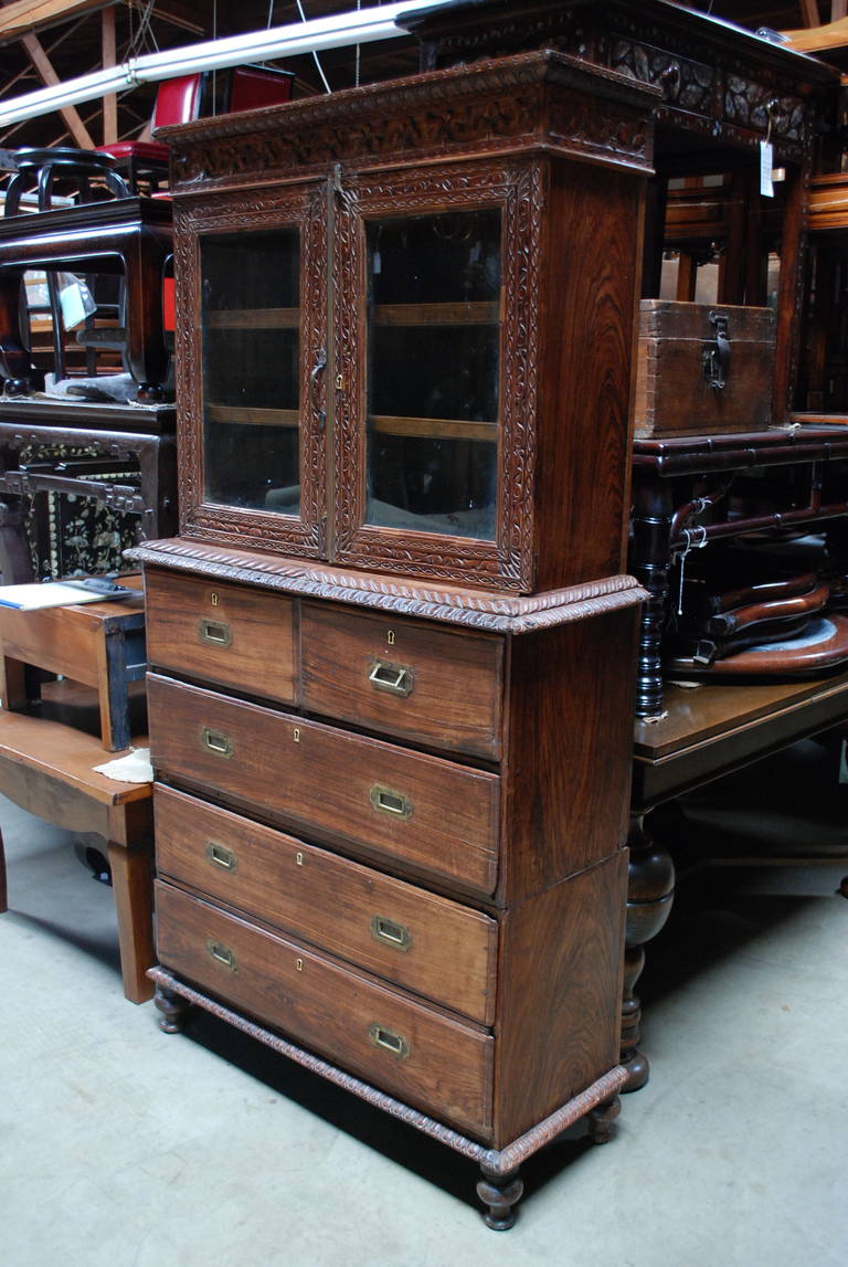 British Colonial Indian Rosewood Display Cabinet GOA