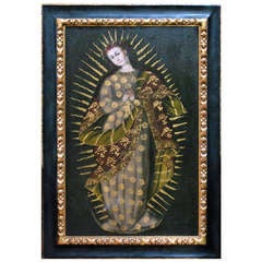 Antique La Virgen Del Carmen - Oil On Canvas - Cuzco School 18th C.