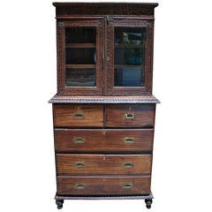 Antique Indian Rosewood Display Cabinet GOA