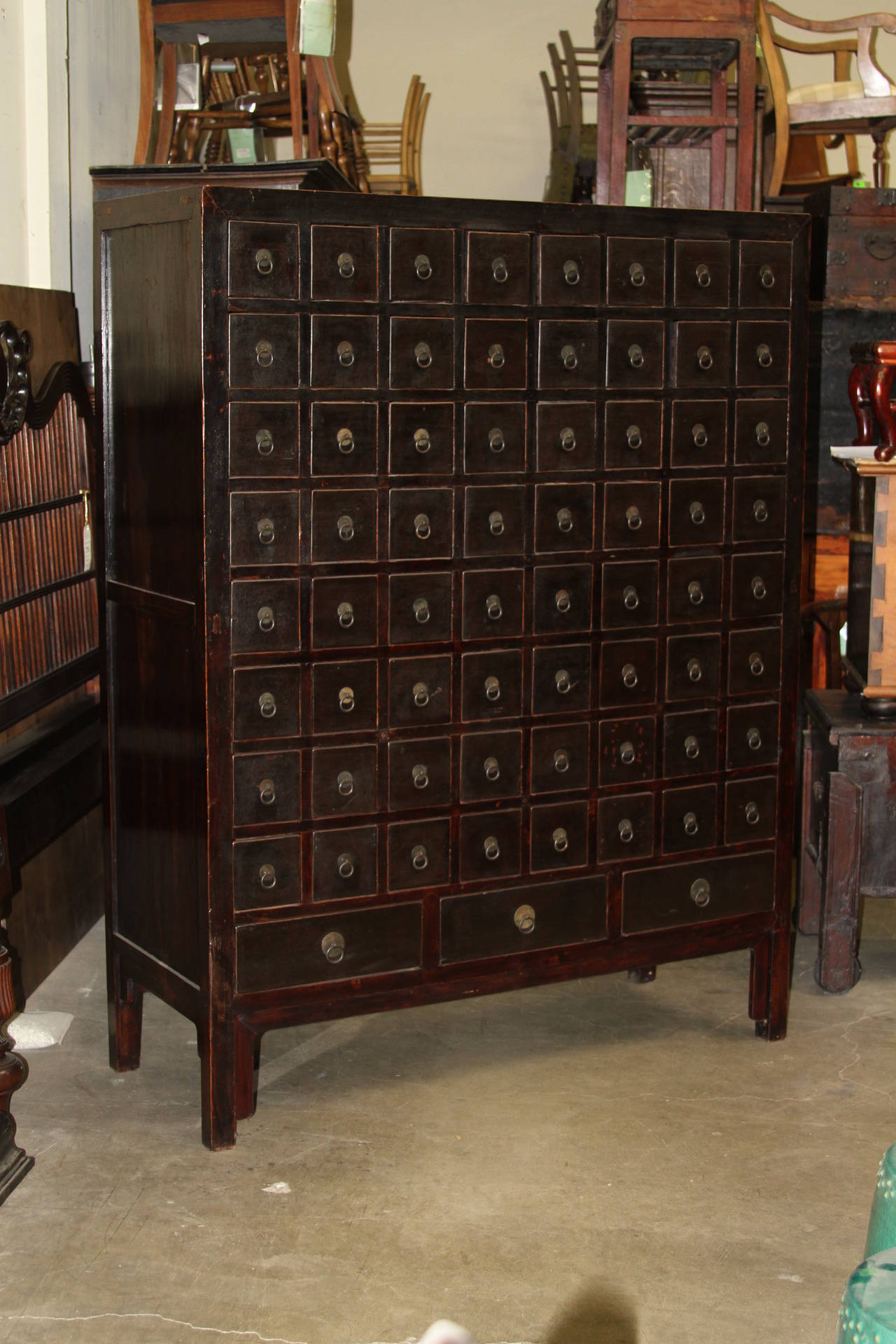 19th Century Chinese Medicine Cabinet. All original hardware on Elm wood.