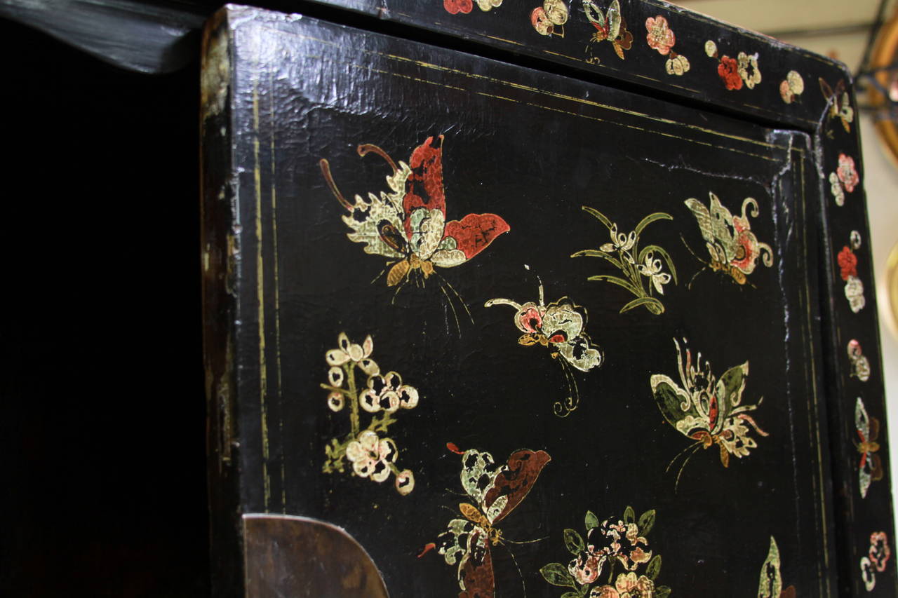 Elm 18th Century Chinese Butterfly Cabinets
