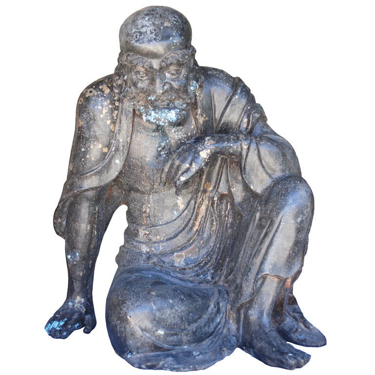 Chinese Lohan Large Bronze Statue, 20th Century