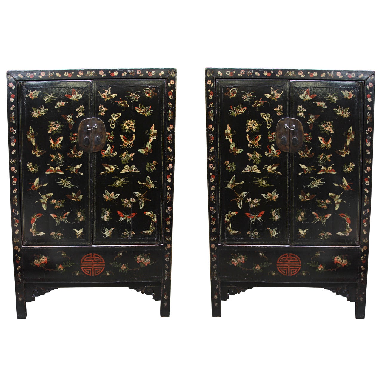 18th Century Chinese Butterfly Cabinets