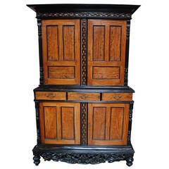 19th Century British Colonial Satinwood and Ebony Cabinet