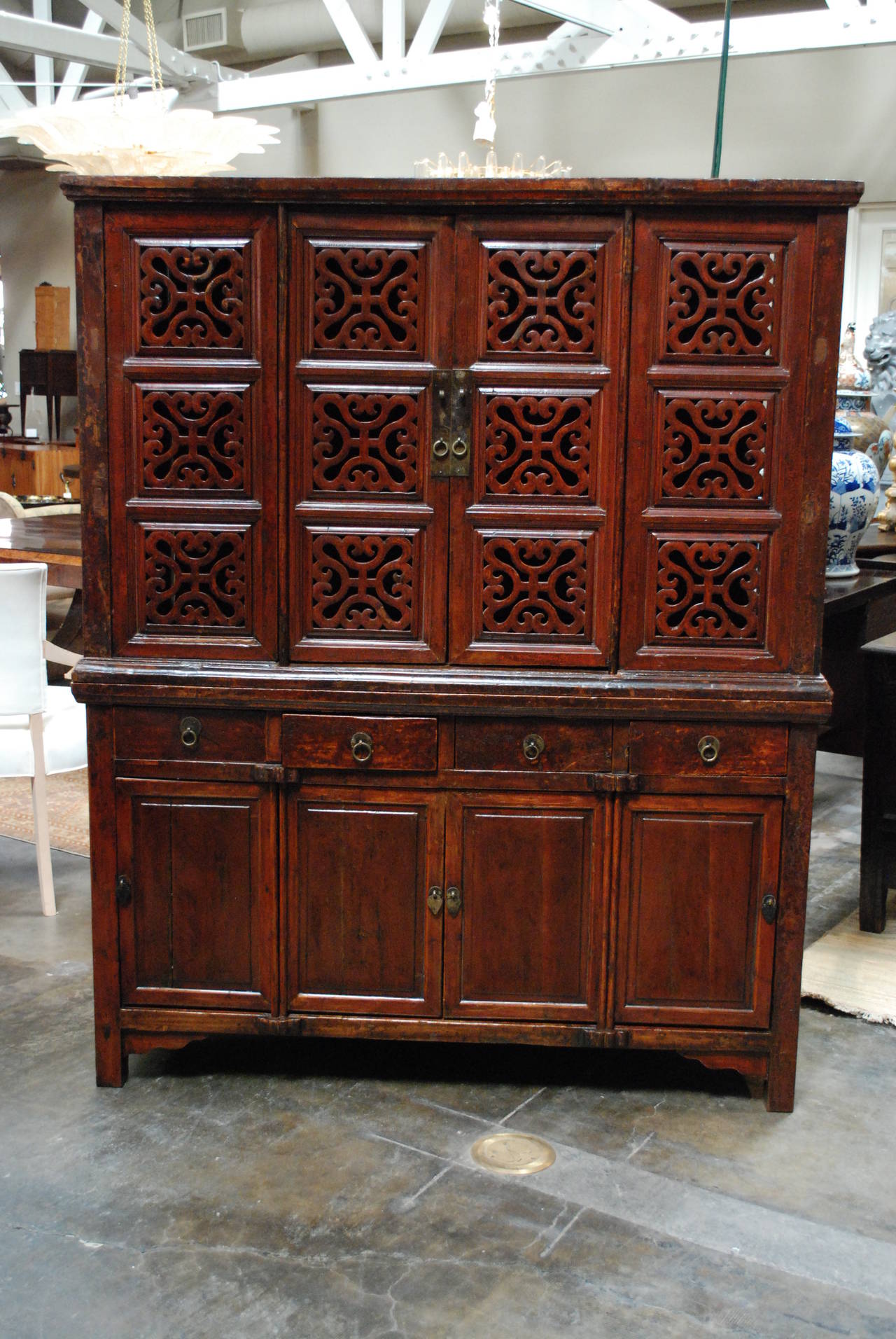 Chinese kitchen cabinet with 18th century original lacquer finish.