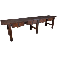 Antique French Four Drawer Server in Oak and Pine