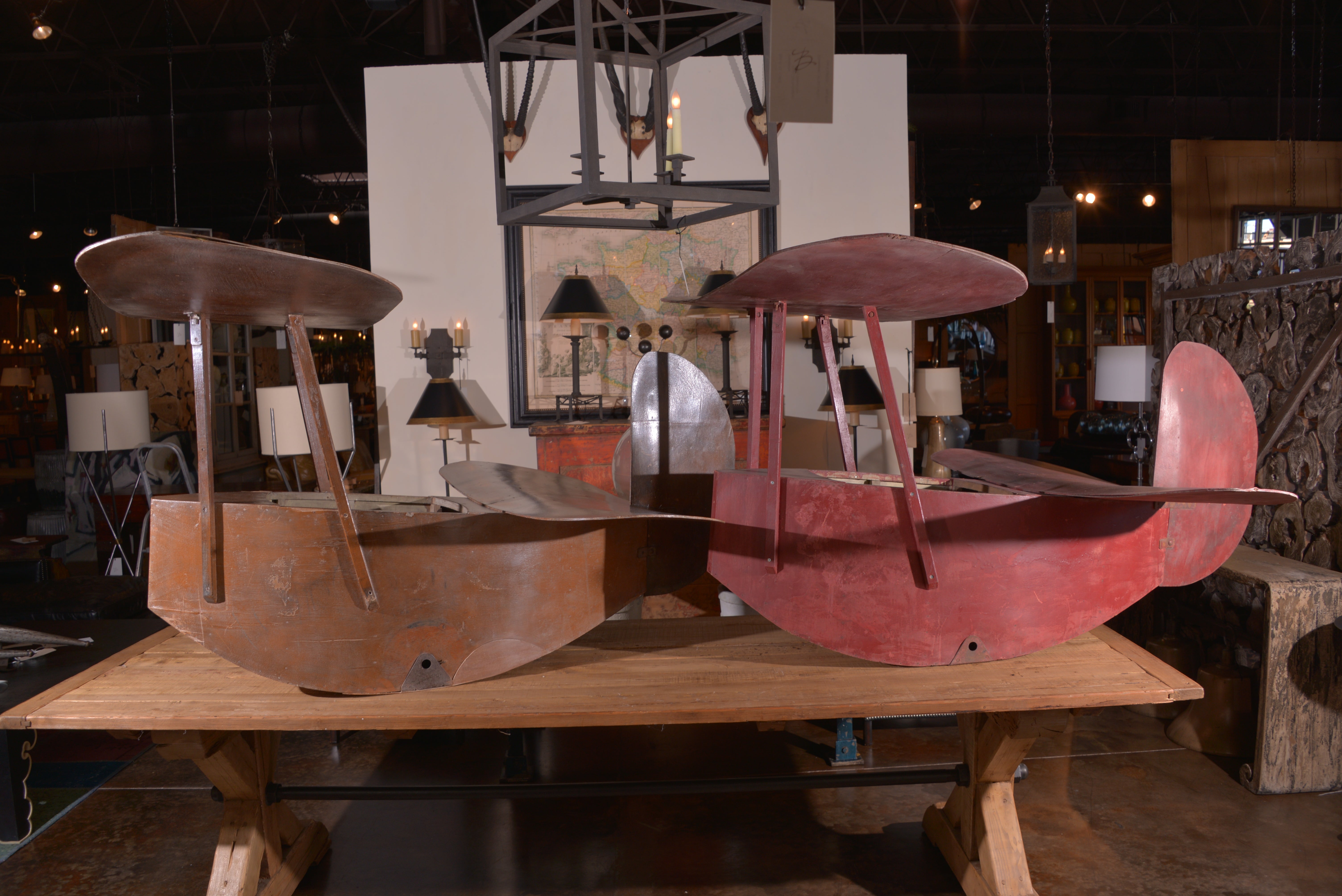 C.1950 French Carousel Airplanes as Decorative Objects