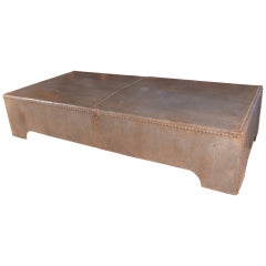 Vintage Coffee Table Made From Reclaimed Galvanized English Storage Bin
