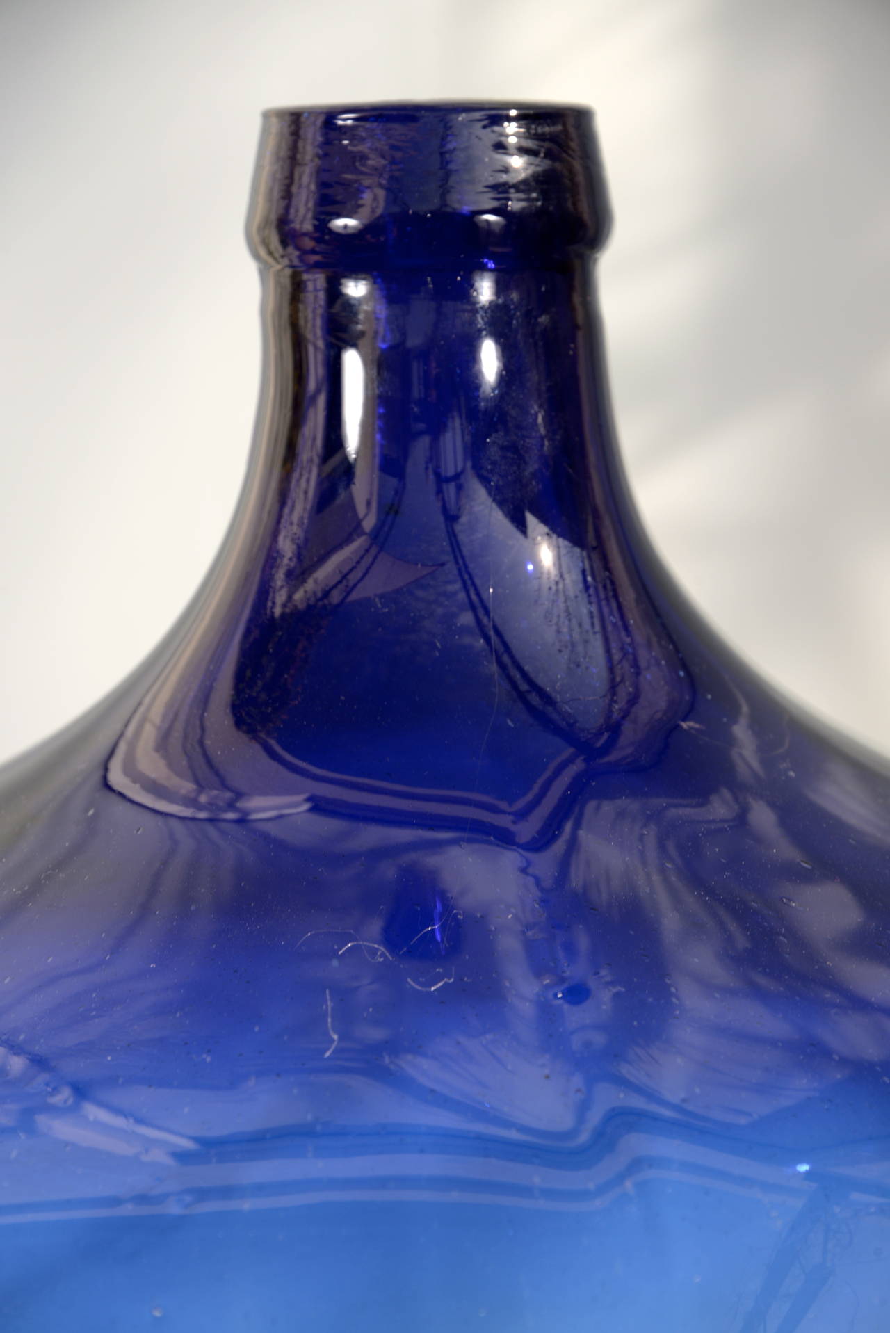 Glass Rare French Cobalt Blue Dame-Jeanne