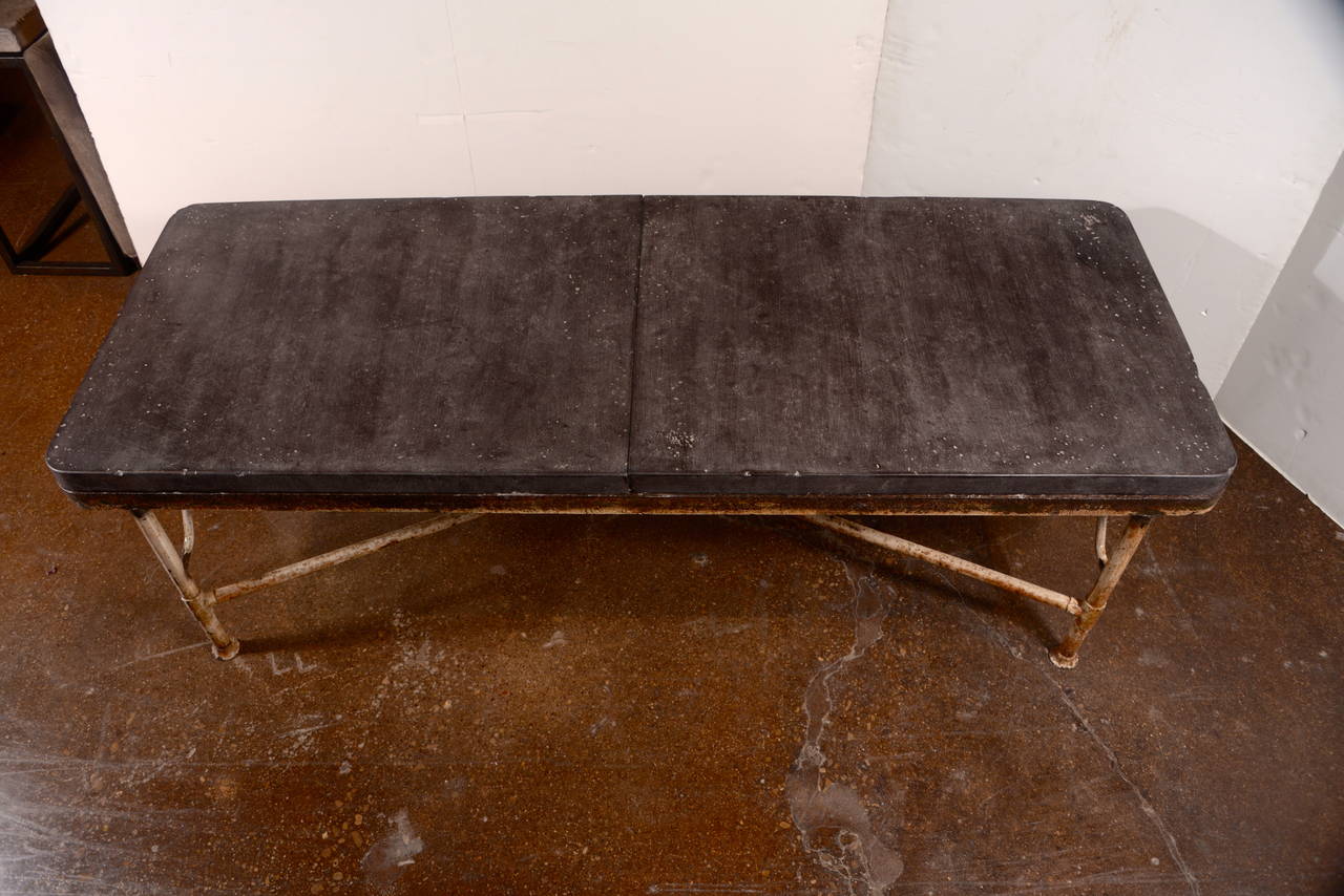 Rustic Industrial, Transitional Coffee Table with Steel Base with Limestone Top