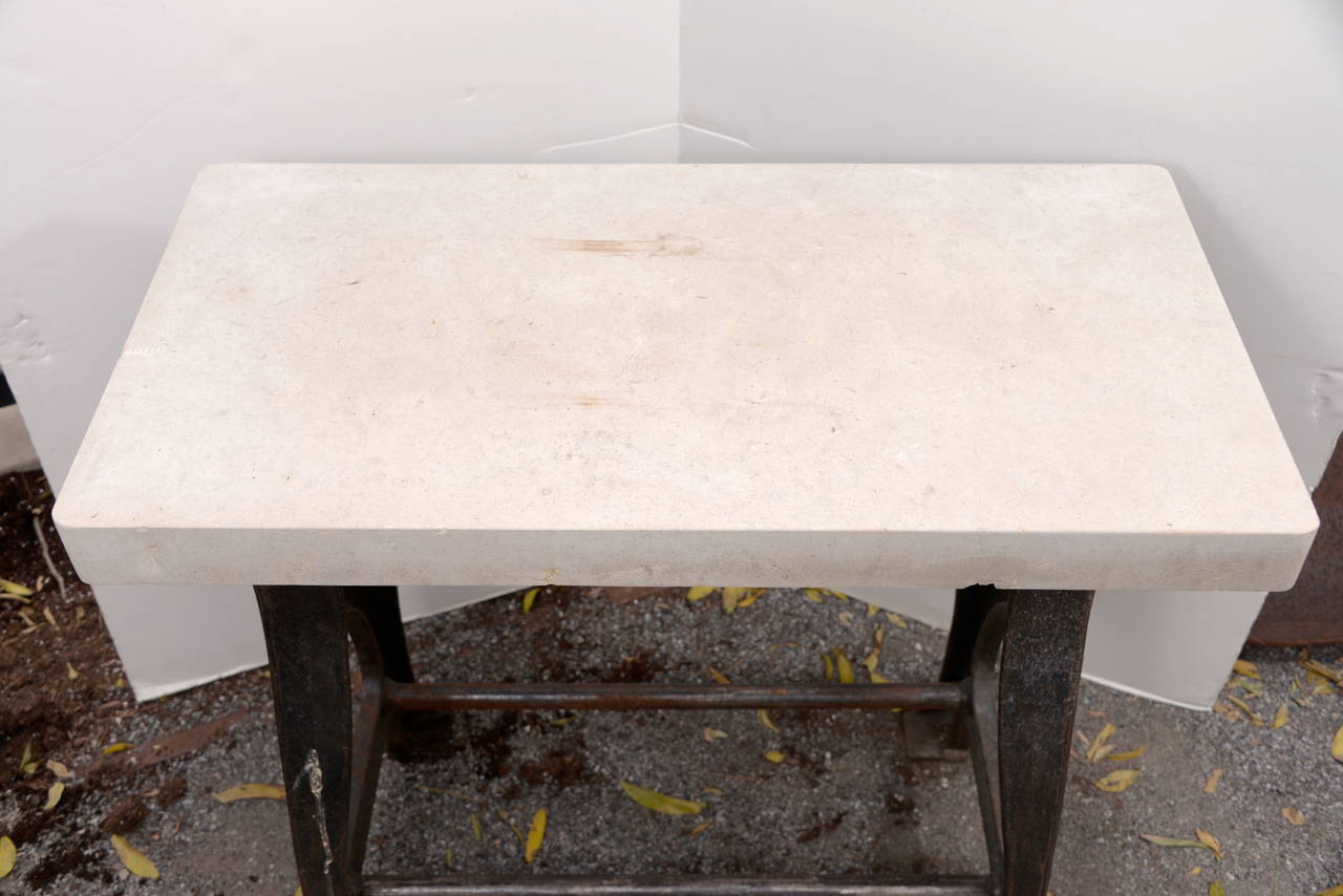 Industrial French Machine Mount Console with Limestone Top 2