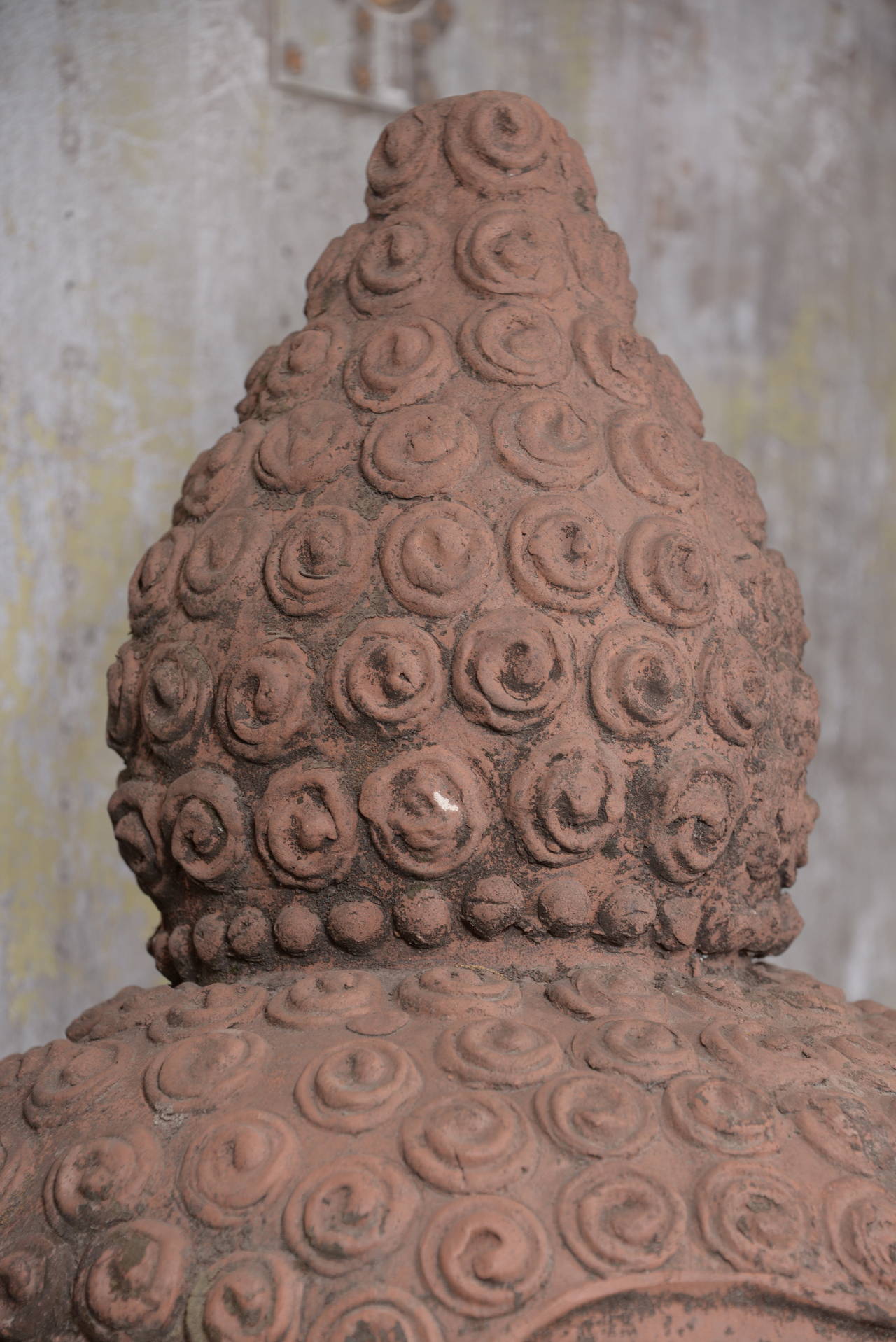 French Terra Cotta Buddha Head Sculpture, circa 1960 In Good Condition In Dallas, TX