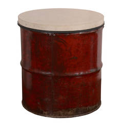 Antique British Colonial Storage Barrel with Limestone Top, circa 1920