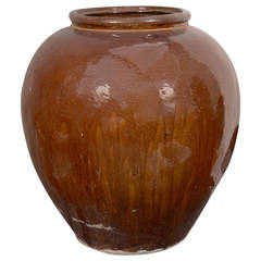 Vintage 1940 Century Glazed Ceramic Storage Jar as Planter