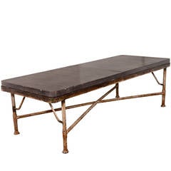Industrial, Transitional Coffee Table with Steel Base with Limestone Top
